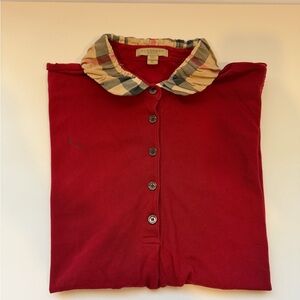 Burberry Red Shirt with Plaid Collar